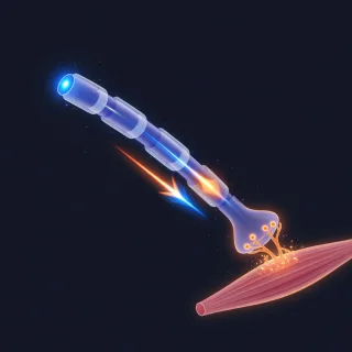 Illustration of a nerve sending a signal to a muscle
